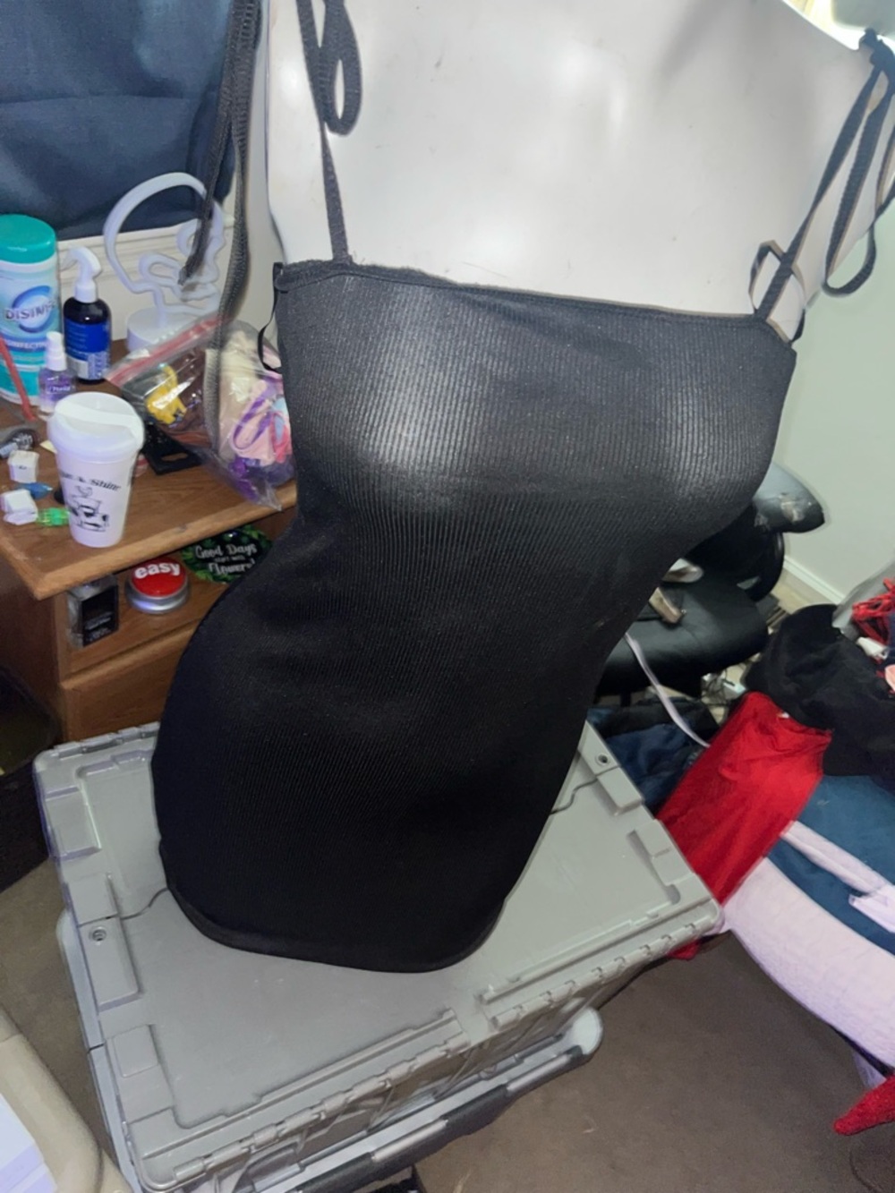 Black Ribbed Spaghetti Strap Tube Top - Picture 2 of 2